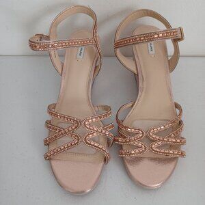 Alex Marie Gold Shimmer Wedges Heels Party Sandals Women's Size 10M NEW